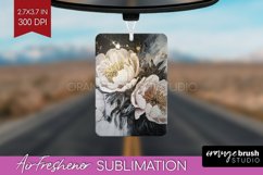 White Flowers Air Freshener PNG - Floral PNG Sublimation Product Image 1