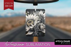 White Flowers Air Freshener PNG - Floral PNG Sublimation Product Image 1