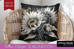 White Flowers Pillow Sublimation - Floral Pillow Cover PNG Product Image 1
