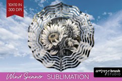 White Flowers Wind Spinner Sublimation PNG - Floral Round Product Image 1