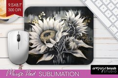 White Flowers Mouse Pad Sublimation - Floral Mousepad PNG Product Image 1