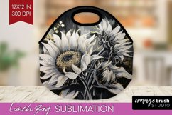 White Flowers Lunch Bag - Floral Lunch Bug PNG Sublimation Product Image 1