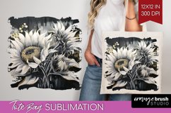 White Flowers Tote Bag - Floral Tote Bag PNG Sublimation Product Image 1