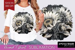 White Flowers Round Tshirt Background - Floral PNG Product Image 1