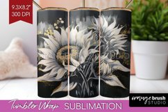 White Flowers Tumbler Wrap - Floral Tumbler PNG Sublimation Product Image 1