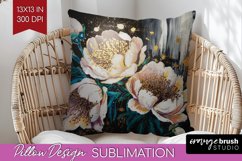 White Flowers Pillow Sublimation - Floral Pillow Cover PNG Product Image 1