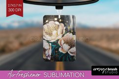 White Flowers Air Freshener PNG - Floral PNG Sublimation Product Image 1