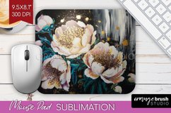 White Flowers Mouse Pad Sublimation - Floral Mousepad PNG Product Image 1