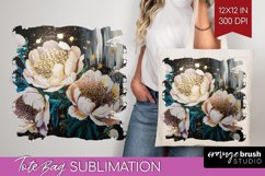 White Flowers Tote Bag - Floral Tote Bag PNG Sublimation Product Image 1