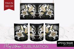 White Flowers Mug Wrap - Floral Mug PNG Sublimation Product Image 1