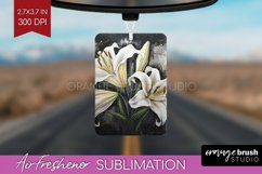 White Flowers Air Freshener PNG - Floral PNG Sublimation Product Image 1