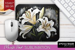 White Flowers Mouse Pad Sublimation - Floral Mousepad PNG Product Image 1
