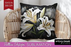 White Flowers Pillow Sublimation - Floral Pillow Cover PNG Product Image 1