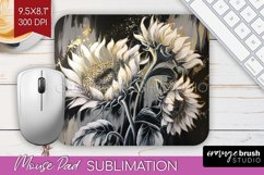 White Flowers Mouse Pad Sublimation - Floral Mousepad PNG Product Image 1