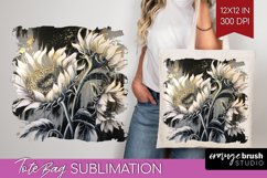 White Flowers Tote Bag - Floral Tote Bag PNG Sublimation Product Image 1