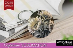 White Flowers Keychain PNG - Floral Keychain Sublimation Product Image 1