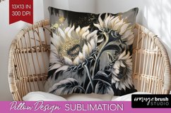 White Flowers Pillow Sublimation - Floral Pillow Cover PNG Product Image 1