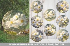White Flowers Background Wind Spinner | Sublimation Spinner Product Image 1