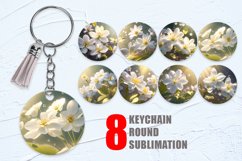 Keychain White Flowers Background | Keyring Product Image 1
