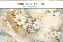 white flowers junk journal pages Product Image 1