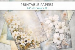 white flowers junk journal pages Product Image 1