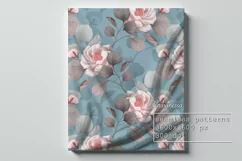 Rose flowers on blue digital paper | Seamless floral pattern Product Image 3