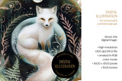 White Fox, Fern &amp; Crystal Illustration Product Image 4