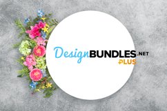 White frame mock up with flower decoration Stock photo