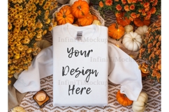 White Gildan 18000 Folded sweatshirt mockup flat lay Fall Product Image 1