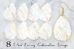 White Gold Marble Stone Earring teardrop sublimation design Product Image 1