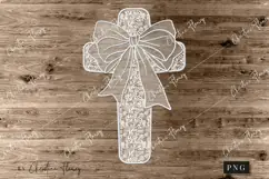 White Lace Cross Coquette Bow PNG, Christian PNG Product Image 4