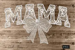 White Lace Mama Coquette Bow PNG, Mama PNG Product Image 4