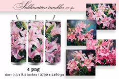 Lily tumbler sublimation designs, LIly sublimation Product Image 1