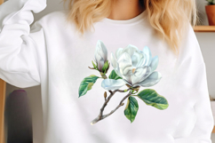White Magnolia Watercolor Clipart Product Image 2