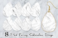 White Marble Stone Earring teardrop sublimation design Product Image 1