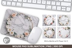 Mouse Pad White Marble with Flower Product Image 1