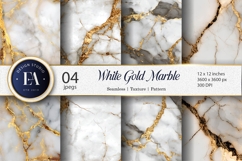 Gold Veins Marble Luxury White Texture Digital Paper Product Image 1