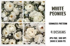 Flowers, White Peonies, Digital Paper, Seamless Pattern Product Image 1