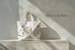 White Peony Grace Watercolor Seamless Border Product Image 2