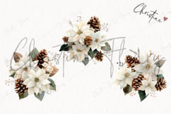 Watercolor White Poinsettia Clipart | Christmas PNG Product Image 3