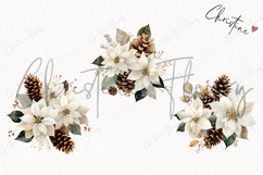 Watercolor White Poinsettia Clipart | Christmas PNG Product Image 3