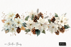 Watercolor White Poinsettia Clipart | Christmas PNG Product Image 1