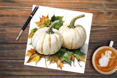 White Pumpkins Autumn Watercolour Product Image 4
