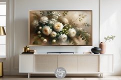 White roses Frame TV art, white rose oil painting, vintage Product Image 5