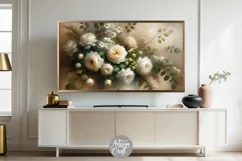 White roses Frame TV art, white rose oil painting, vintage Product Image 5