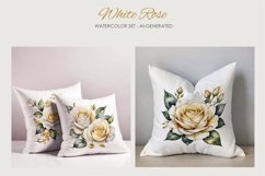 White Roses Watercolor Set - AI-Generated - 10 PNG Product Image 12