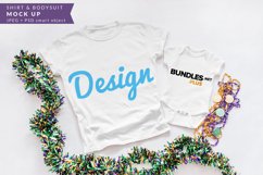 White Shirt and Baby Bodysuit | Mardi Gras Mock up Product Image 1