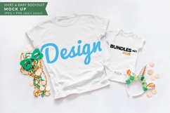 White Shirt and Baby Bodysuit Mock up for St. Patrick's Day Product Image 1