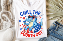 Chill the Fourth Out PNG, 4th of July Crocodile Kids Shirt Product Image 1