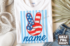 Custom Name 4th Of July Peace Hand Sign PNG | Memorial Day Product Image 1